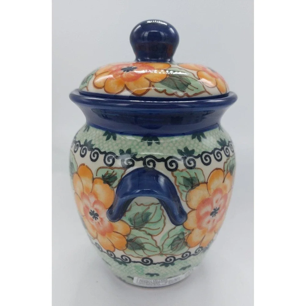 Polish Pottery Stoneware Boleslawiec Unikat Poland Canister Jar ~Jolanta Okraska